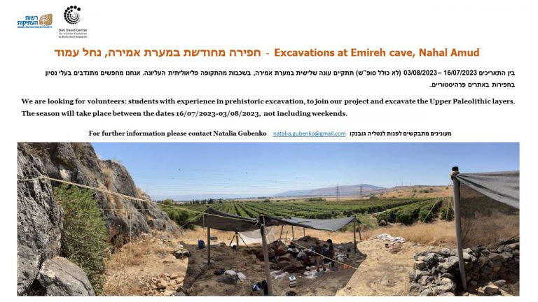 Renewed Excavation at Emireh Cave in Nahal Amud